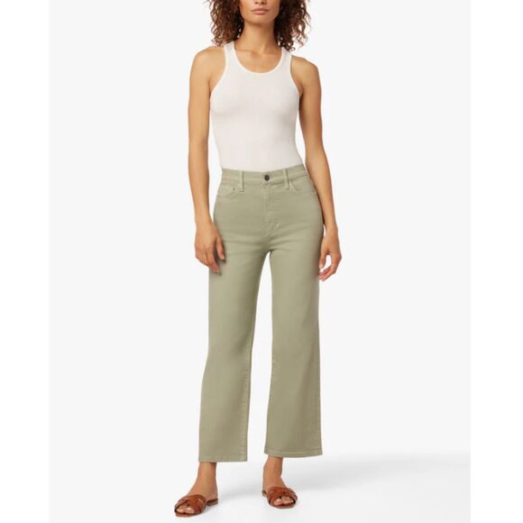 Joe's Women's Size 27 Gloss Green The Black High Rise Wide Leg Crop Jeans NWT - Picture 4 of 9